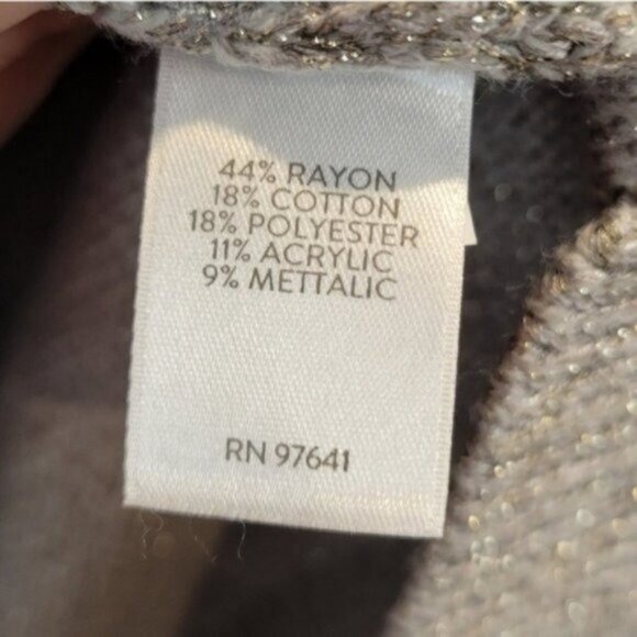 J. Jill | Metalic Threaded Crew Neck High Low Sweater Gray - Picture 6 of 6